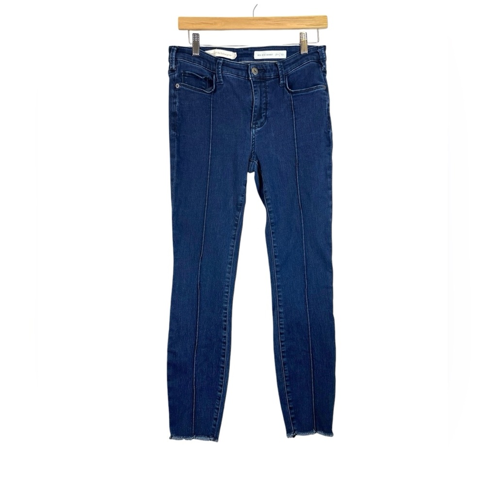 Pilcro and the Letterpress Mid Rise Skinny Dark Wash Front Seam Jeans Size 29